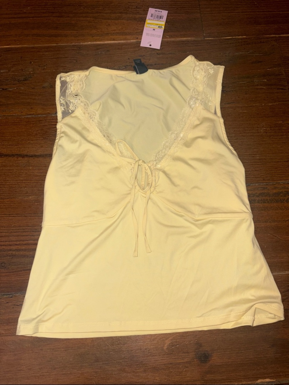 wild fable Pale Yellow Lace-Trim Tank Top